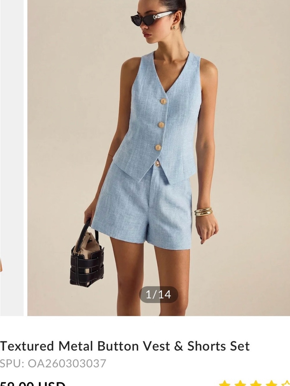Commense Sky-Blue High Waist Textured Shorts